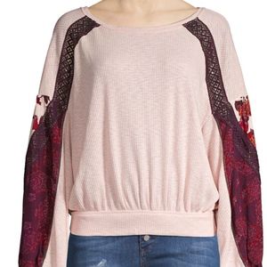 Free People Casual Clash Waffle Knit Thermal